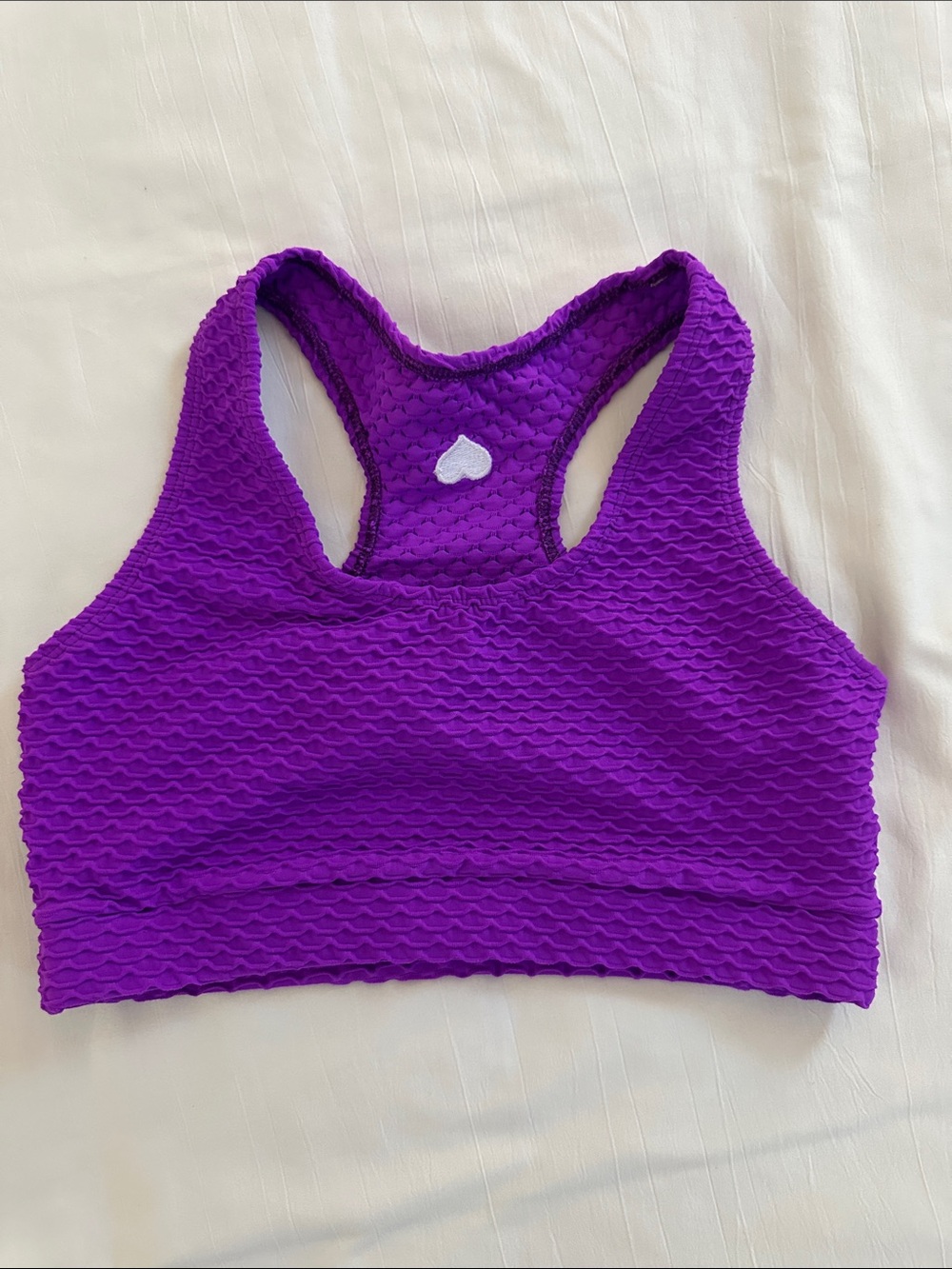 Purple Textured Racerback Sports Bra Bodysuit Top